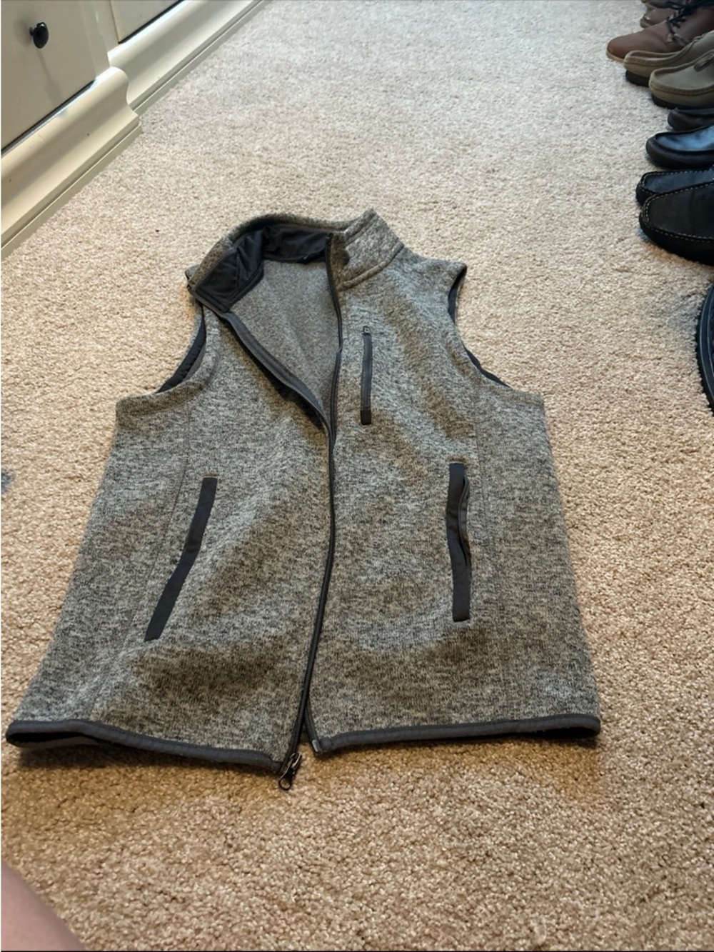 Men's Grey Fleece Zip Vest Polo